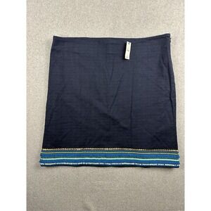 Talbots Skirt Womens 14 Blue Sequin Fringe Hem Lined Stretch Pencil Career NWT